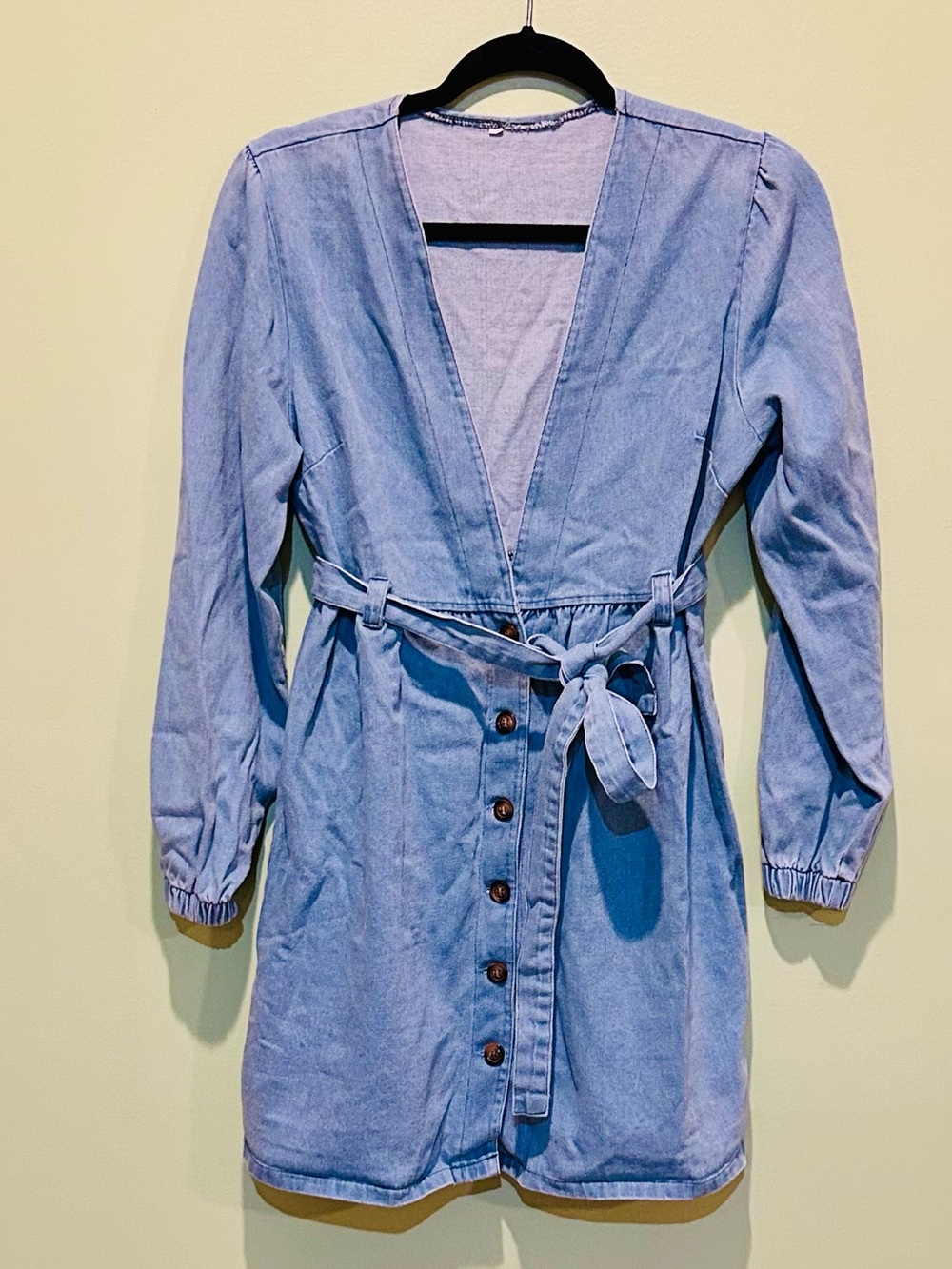 Light Denim Wrap Dress with Tie Belt